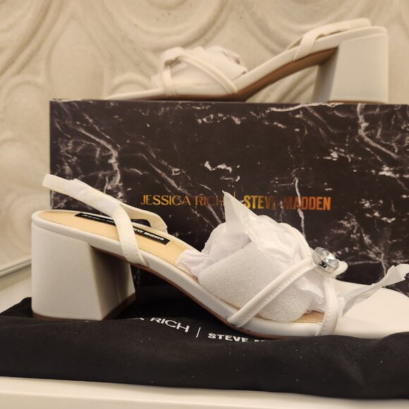 Jessica Rich with Steve Madden "Anya" White Block heeled Sandals. NIB. 9 - Picture 1 of 12